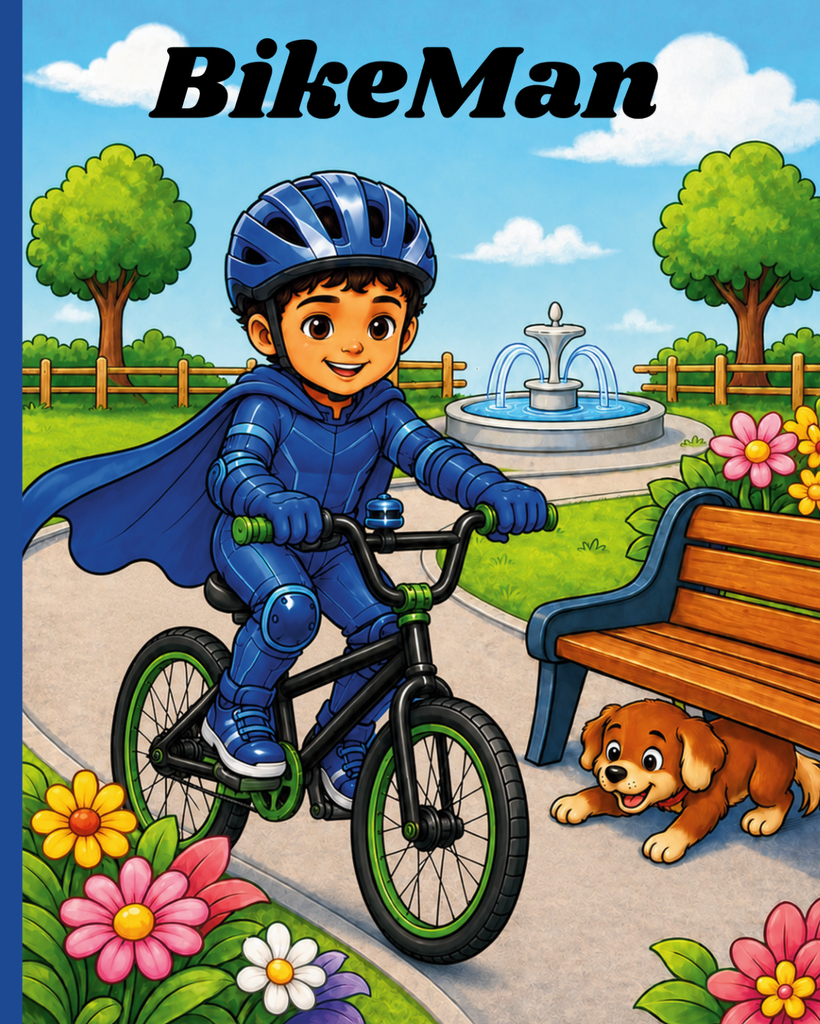 BikeMan y las piezas perdidas: Una aventura para colorear, seguir trazos y aprender a dibujar paso a paso (Las aventuras de BikeMan)